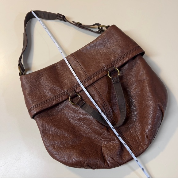 Lucky Brand Cinnamon Brown Leather Convertible ABBEY ROAD Fold Over shoulder Bag - Picture 12 of 13